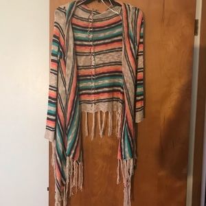 Fringed cartigan/kimono